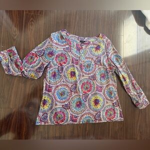 Talbots Women’s Petite 18wp Paisley Top With Gold Trim